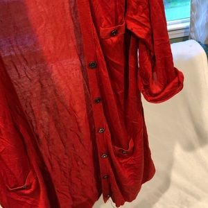 Red cardigan